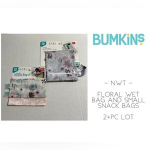 🆕BUMKINS - NWT - 2+PC LOT - FLORAL WET BAG AND SMALL SNACK BAGS / POUCH